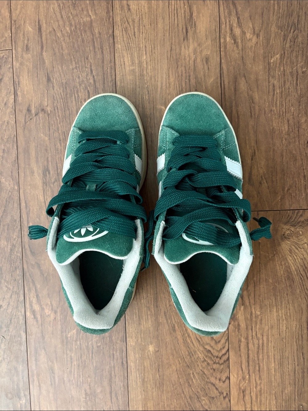 adidas Green and White Suede Low-Top Sneakers